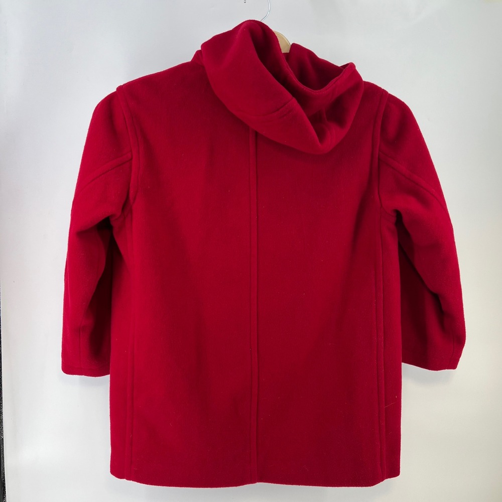 Vintage Eddie Bauer Wool Hooded Coat Womens Petite M Red Hong Kong 80s 90s - Picture 4 of 7